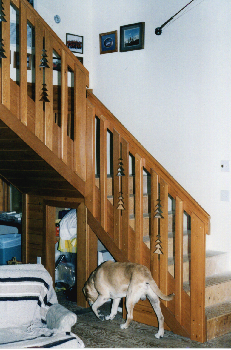 douglas fir staircase built with clear vertical grain boards