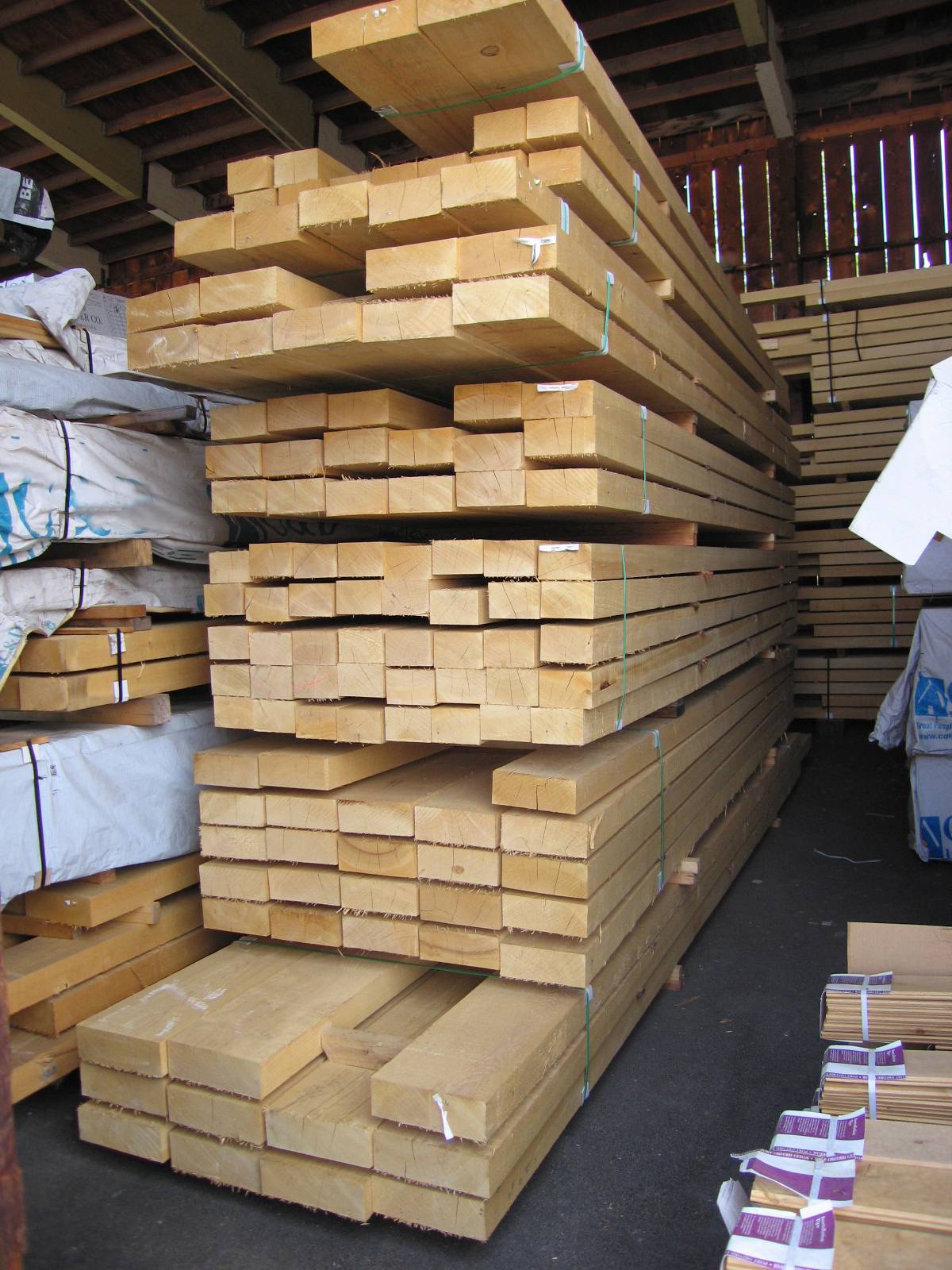 Clear rough cut port orford cedar beams