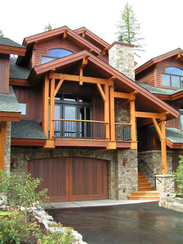 WESTERN RED CEDAR BEVEL SIDING, ALSO SHOWN IS A CUSTOM RED CEDAR TIMBERS