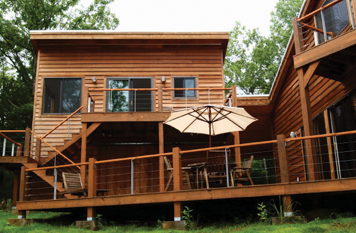 WESTERN RED CEDAR CHANNEL SIDING, ALSO SHOWN IS A CUSTOM RED CEDAR DOOR