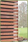detail of recycled redwod that was remanufactured to 2x2