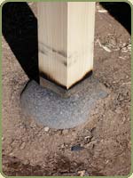 Detail of the fitting between the yellow cedar posts and the steel receivers.