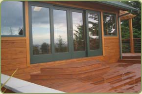 Ipe deck and western red cedar siding.