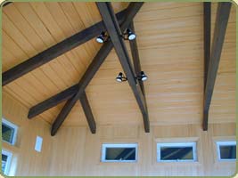 interior ceiling paneling in yellow cedar
