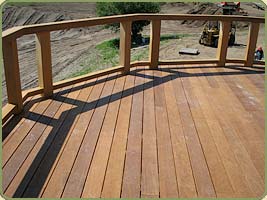 an octogonal deck made of ipe