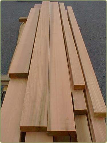 Clear surfaced four sides red cedar beams