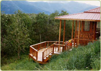 image of a deck on a mountain slope.