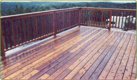 A customer testimonial with his red cedar deck