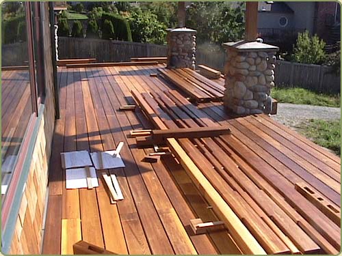 image of a western red cedar deck being dried prior to instalation
