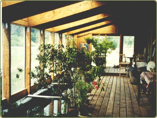 image of a covered deck with an interior garden
