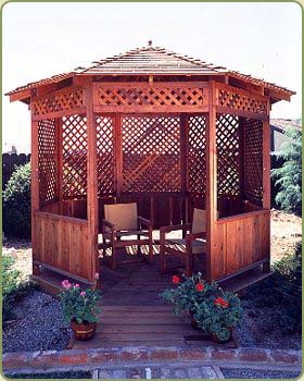 image of a redwood gazebo