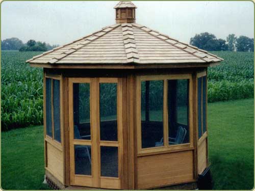 image of a screened gazebo made with western red cedar