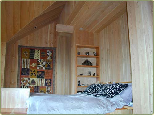 picture of a room with walls with douglas fir paneling