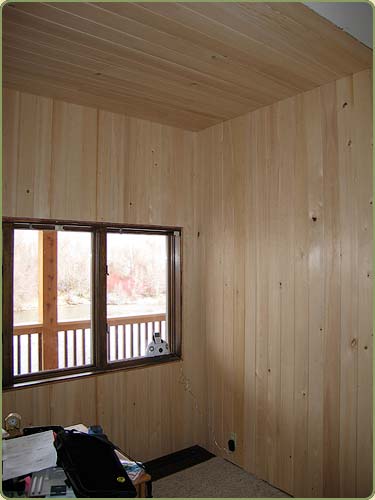 port orford cedar image of interior paneling on a room