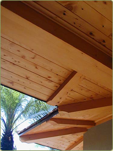 image of alaskan yellow cedar soffit, also shown is ayc beams