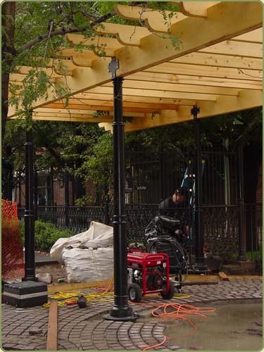 yellow cedar park structure featuring beams.