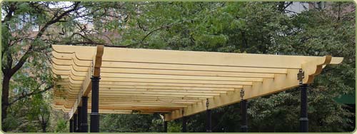Image of alaskan yellow cedar rafters and soffit.