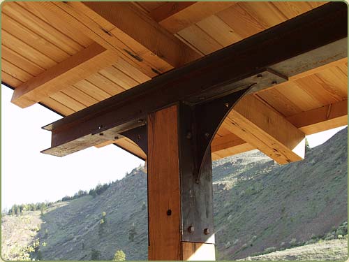 recycled douglas fir timbers and steel in this Potter Design Home