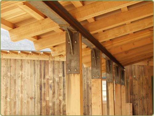 recycled douglas fir timbers and steel in this Potter Design Home
