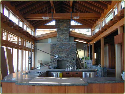 recycled douglas fir timbers and steel in this Potter Design Home
