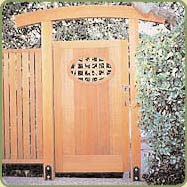 redwood fence and door