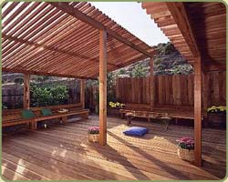garden structure with redwood timbers