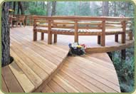 deck railing featuring redwood