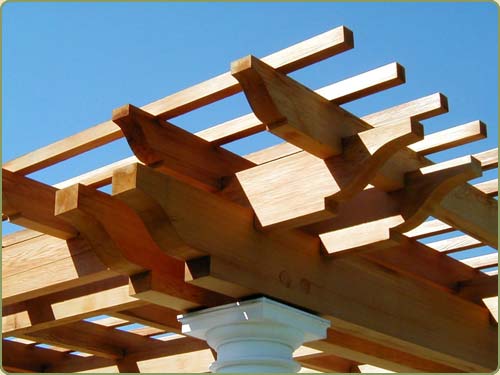 image of western red cedar arbor, shown are several sizes of clear grain beams