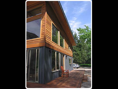 The deck and the soffits are A laskan Yellow Cedar