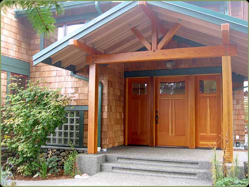 side entry imagee with red cedar bevel siding