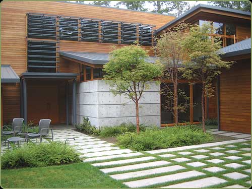 side entry imagee with red cedar bevel siding