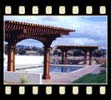image of arbors built with clear rough cut western red cedar posts and beams