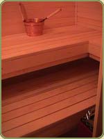 detail of the sauna yellow cedar benches