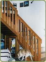 douglas fir boards used on a stair