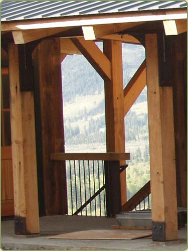 recycled douglas fir timbers and steel in this Potter Design Home